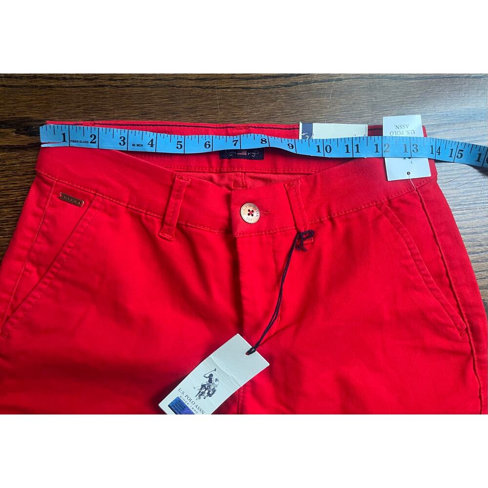 U.S. Polo Assn. classic chino shorts women Sz. 2 red cotton blend NWT - Picture 6 of 6